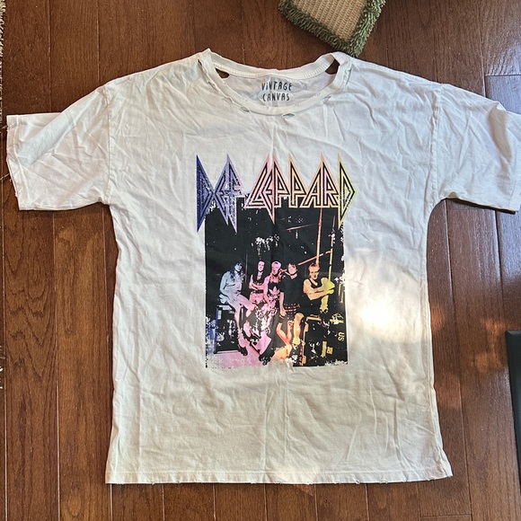 Vintage Canvas Def Leppard Graphic Tee - Cream - Picture 1 of 1